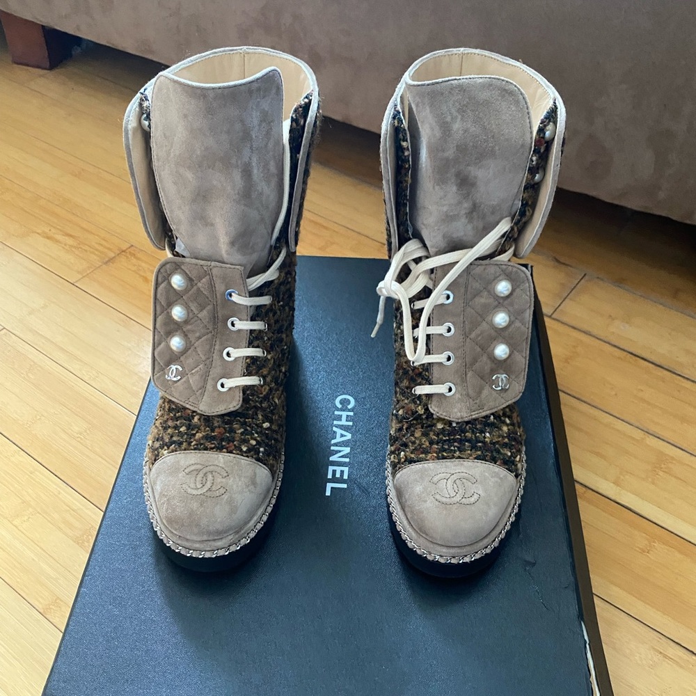 Chanel combat boots